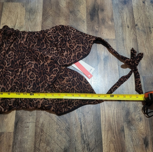 Popilush Leopard Print V Neck Halter Tummy Control One Piece Swimsuit Size L - Picture 9 of 12